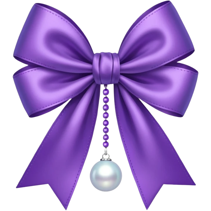 Purple bow with  hanging pearl emoji