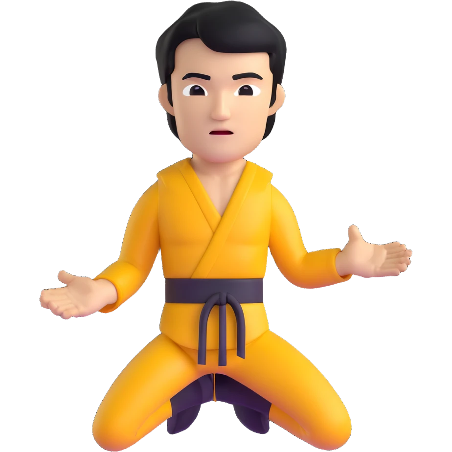 Bruce Lee with correct face proportions and head shape, upper body emoji