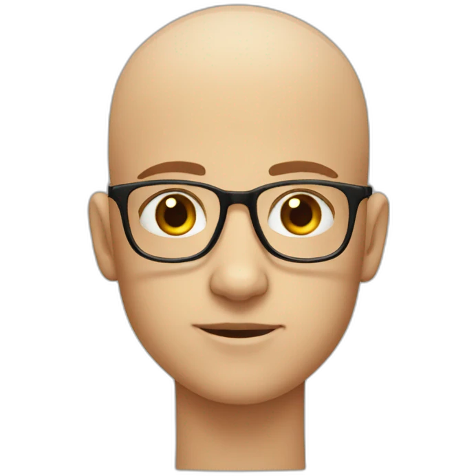 Young man baldness with glasses and strabismus emoji