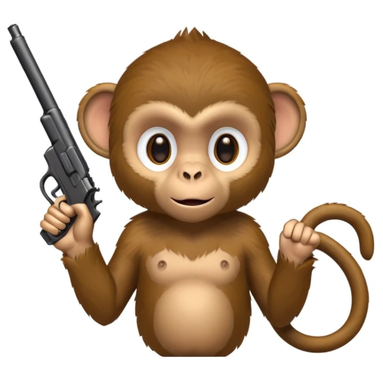 Gun holding a monkey emoji