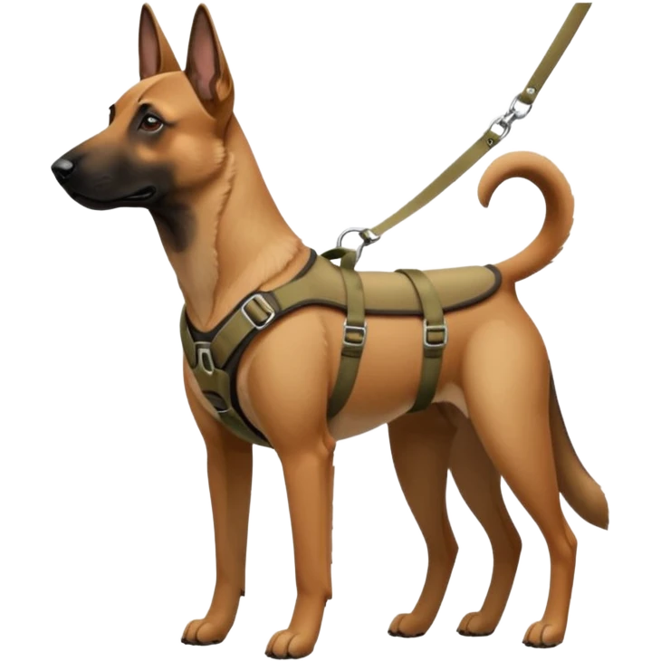 Belgian malinois dog in harness emoji