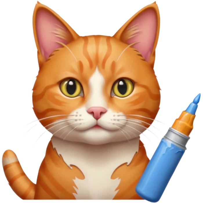 Chat roux avec tubes de peinture qui samuse emoji