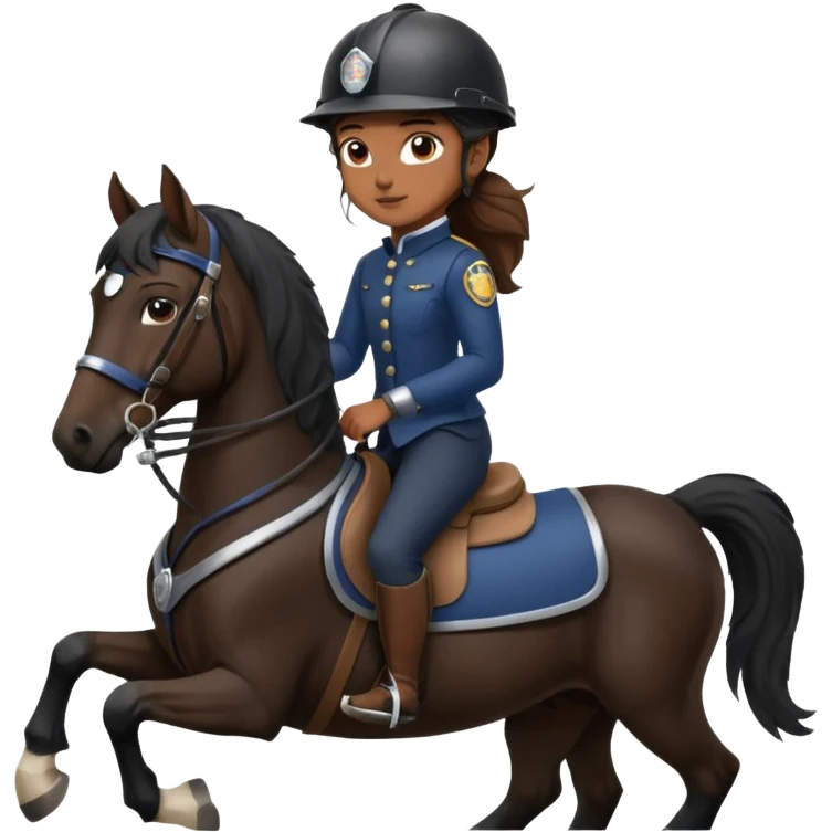 Brown girl on black shire horse  emoji
