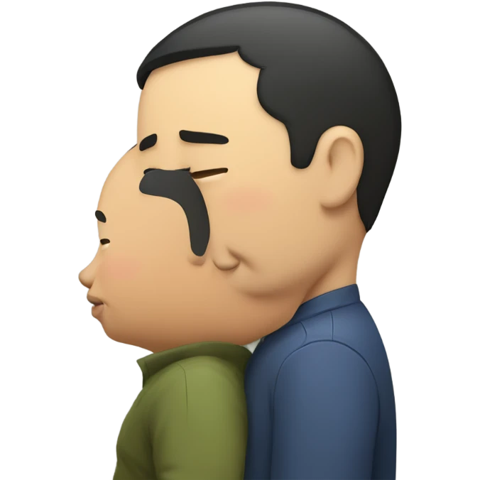 asian man kissing fat man  emoji