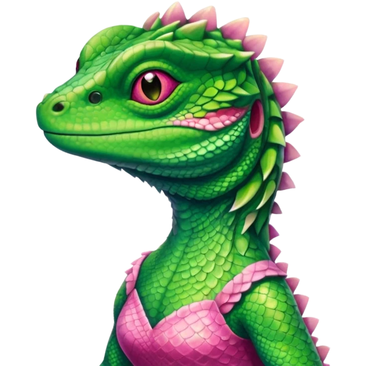 Lizard wearing a pink dress  emoji