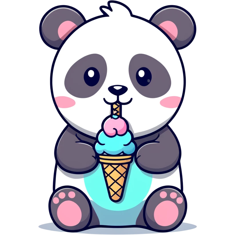 Panda eating ice cream emoji