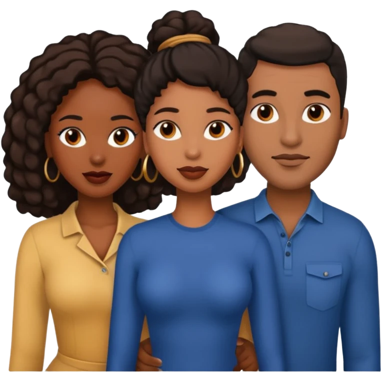 Nude two Black women and Brown men having sex in the bed emoji