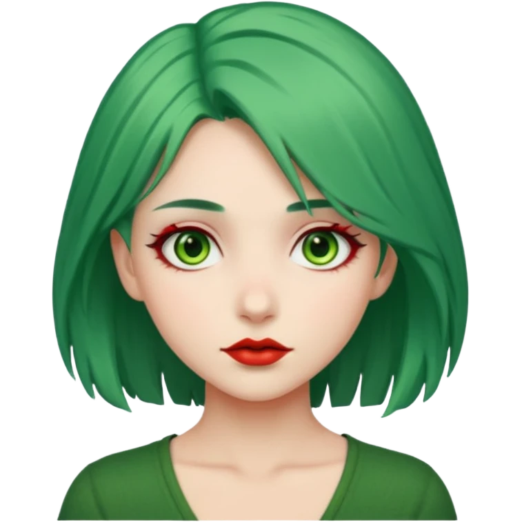 Pretty girl with green hair and red eyes  emoji