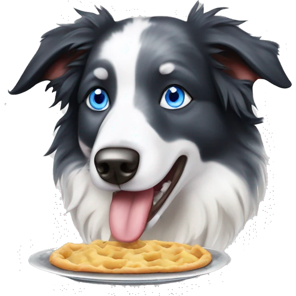 Blue eyes Seal merle Border collie eating emoji