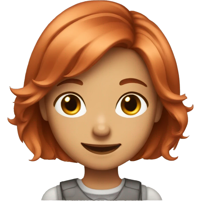 smiling girl with copper hair emoji