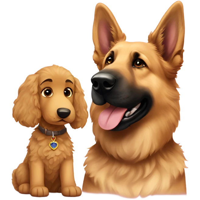 German shepherd and golden doodle as best friends  emoji