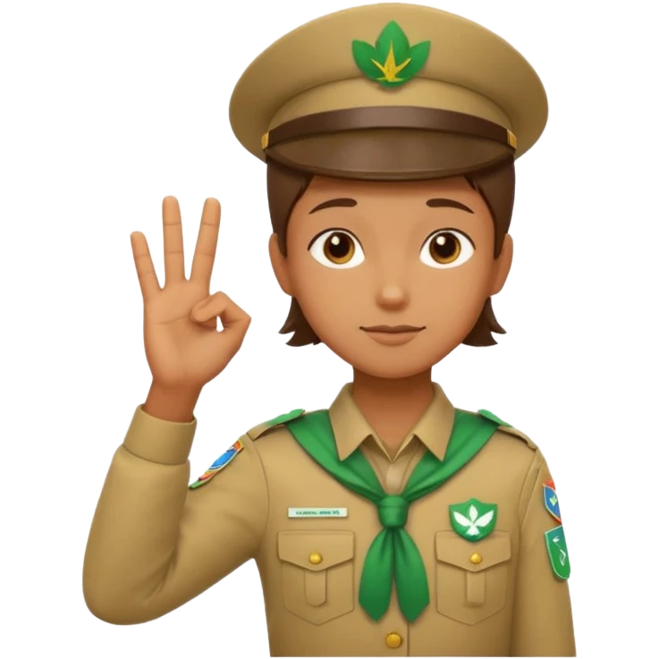 “Emoji-style person in a scout uniform making a balancing gesture with both hands. One hand holds a red cross (not allowed), the other a green checkmark (allowed). Thoughtful expression, simple clean emoji design, centered, transparent background.” emoji