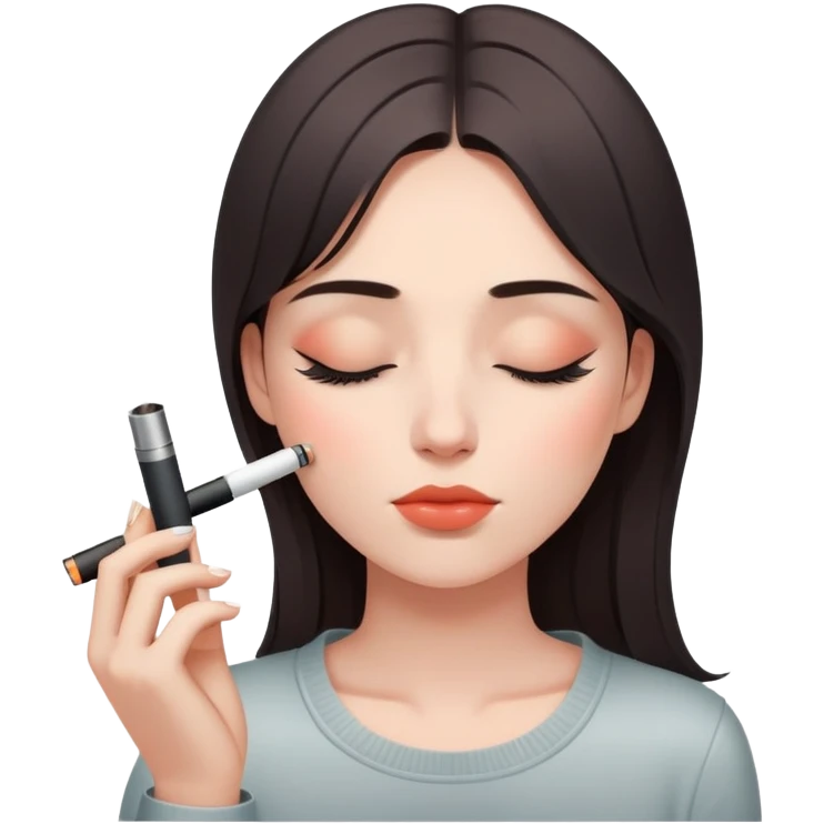 beautiful girl with closed eyes smoking a juul emoji