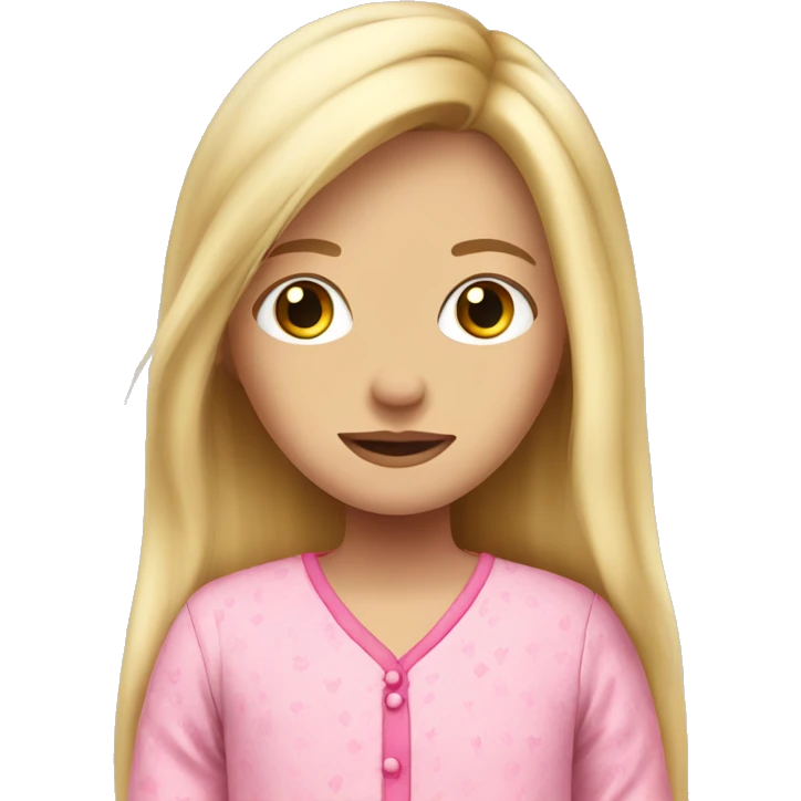 blonde long hair girl in pink pyjama emoji