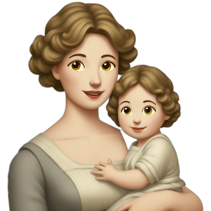 mum and baby in early 20th centure emoji