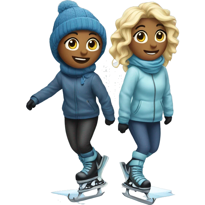 Two besties are ice scating emoji