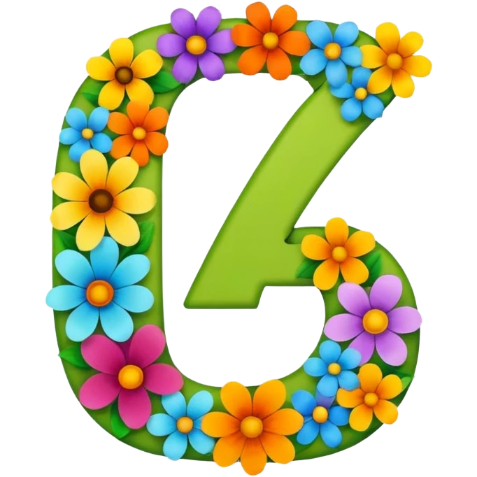 clear number 7 constructed from various flower shapes emoji