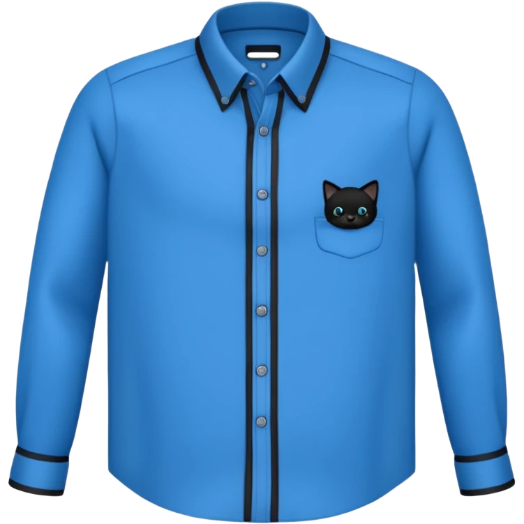 Camisa manga longa azul e preto sem ninguém usando de botões  emoji