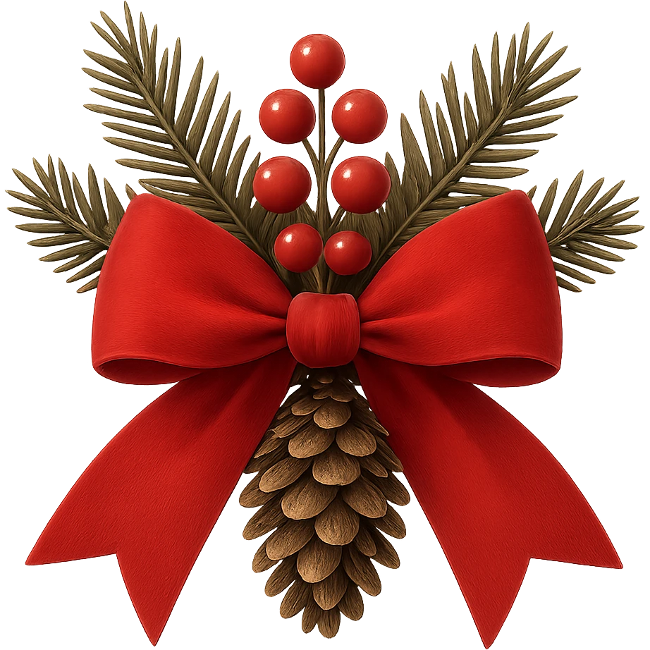 Christmas bow with decoration , remove background emoji