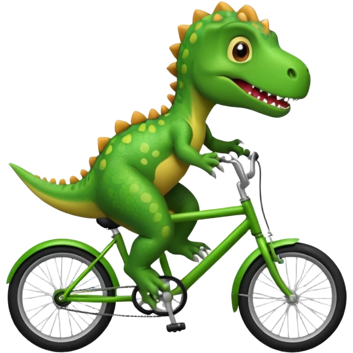 Cute dinosaur riding a bike  emoji