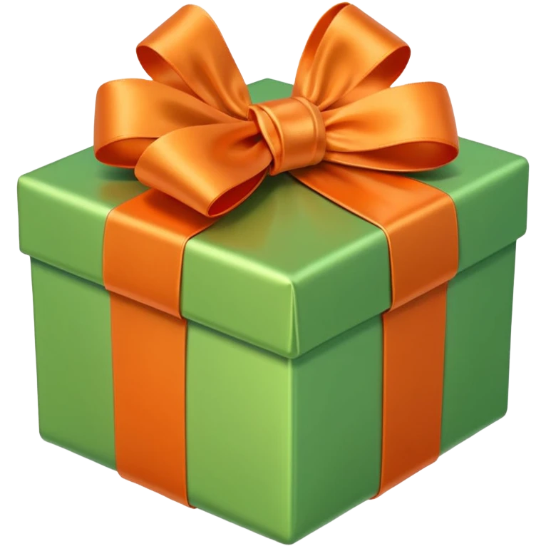 make present box in light green color with Orange bow  emoji
