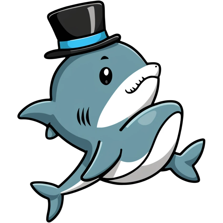 Shark with a top hat emoji