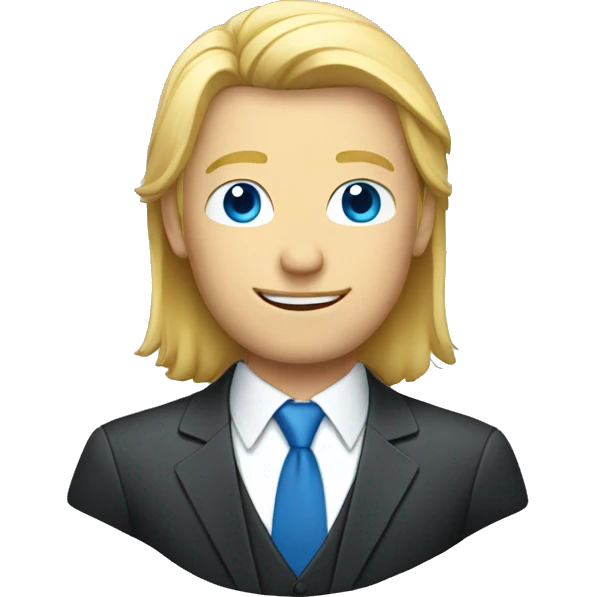 blond 35 years men with blue eyes in a suit emoji