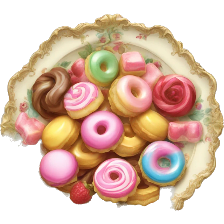 vintage rococo plate of sweets emoji