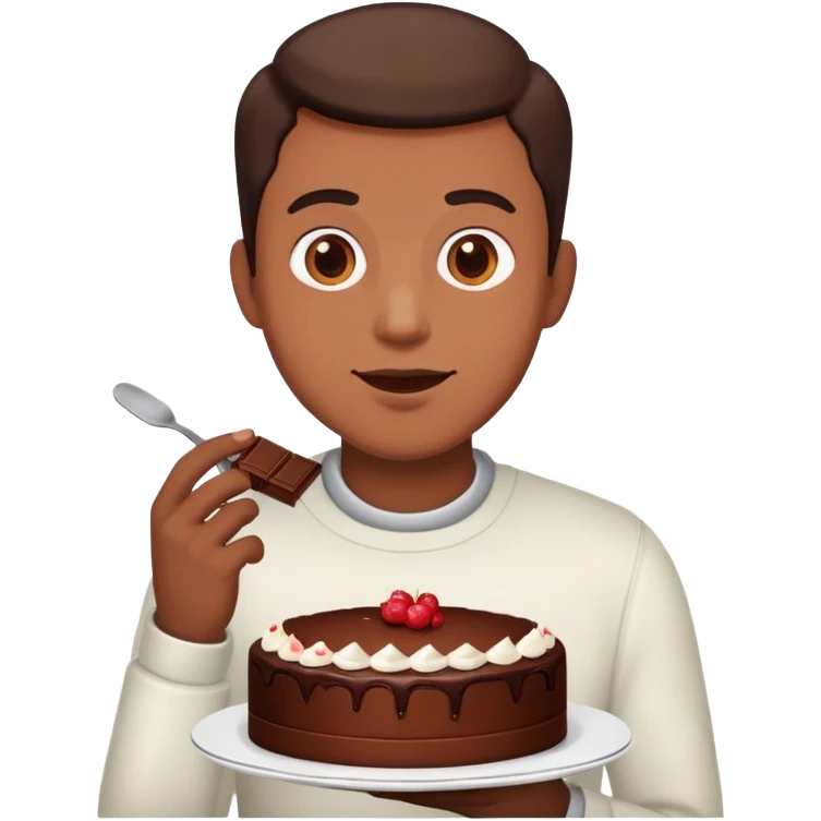 Guy caught eating chocolate cake  emoji