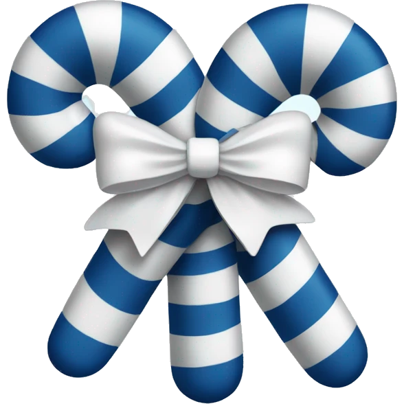 dark blue and white candy cane with white bow  emoji