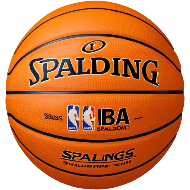 Minimalist basketball in classic orange color with small Spalding and NBA logos emoji