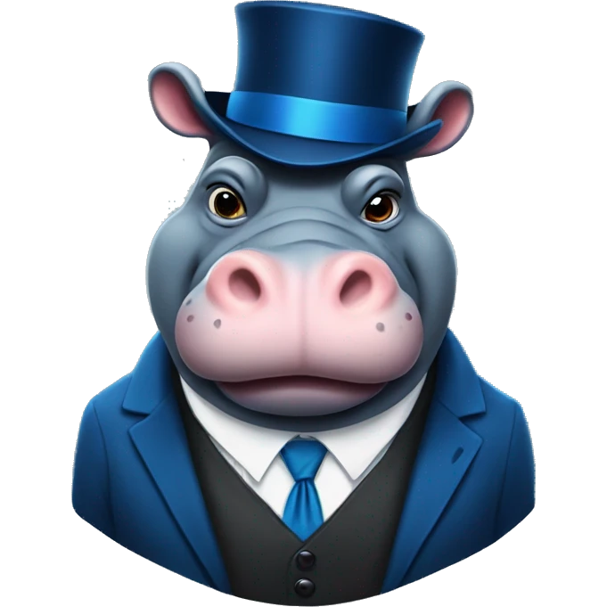 Gangster hippo In a blue tux emoji