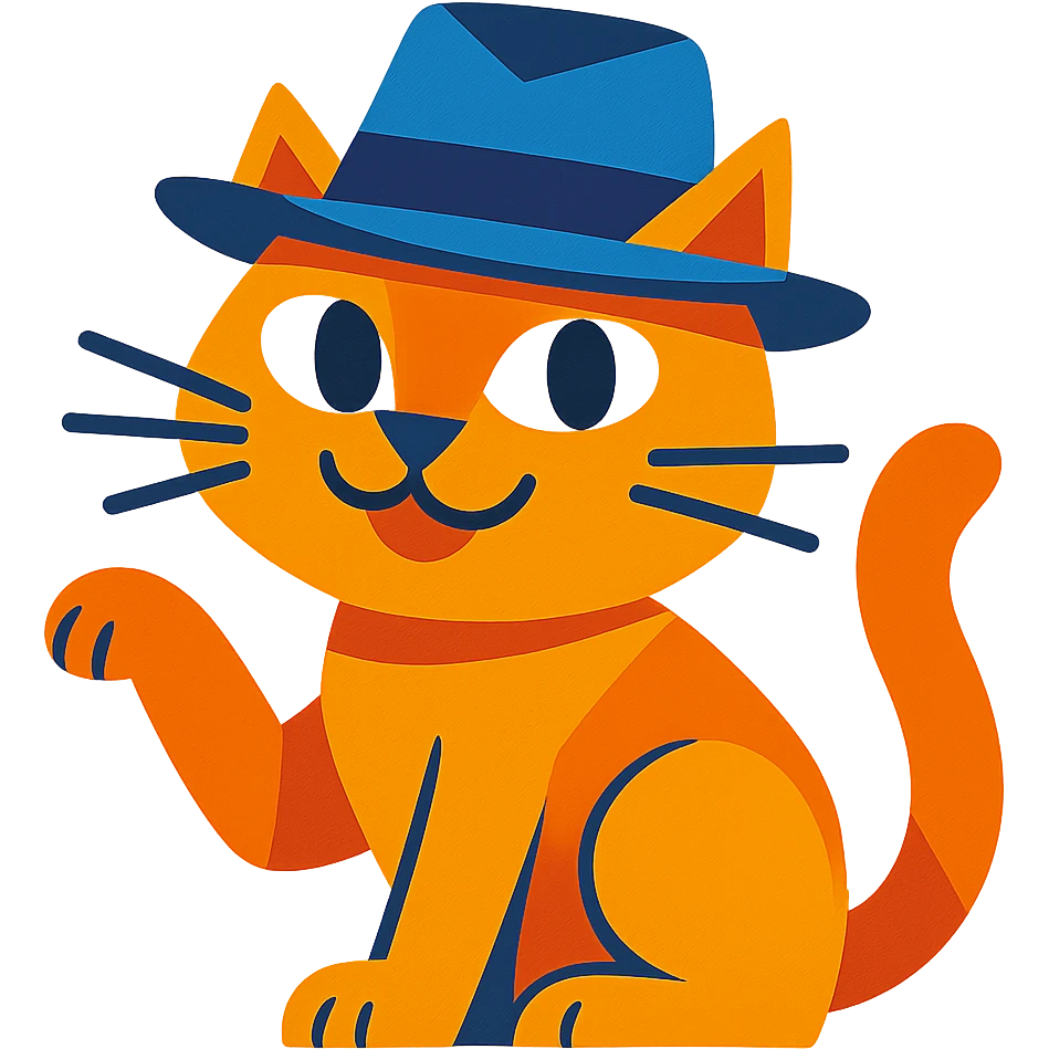 vibrant toon style cat in a hat emoji