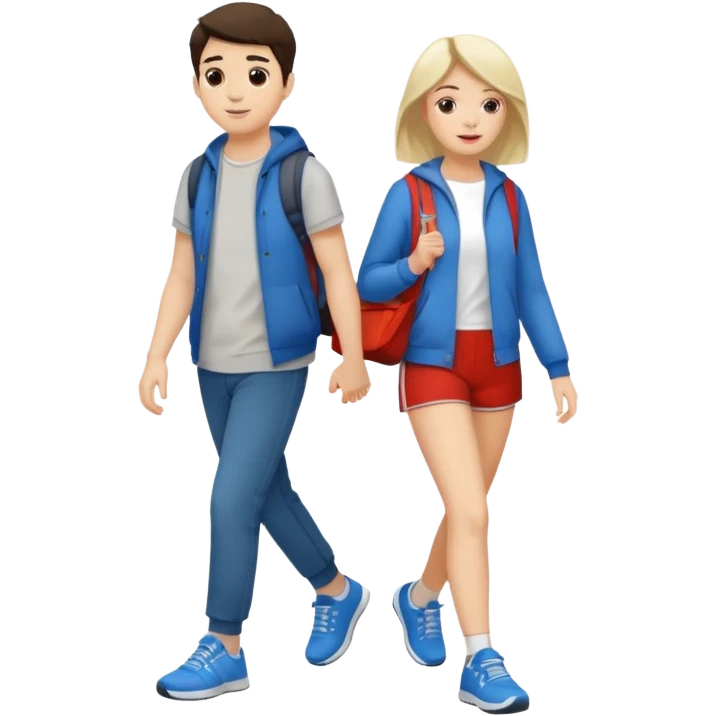pair of friends walking, both in casual outfits and trainers emoji