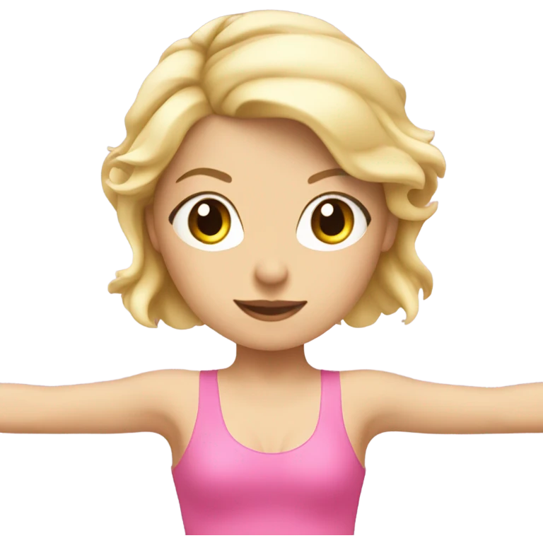 Blonde girl wearing pink doing reformer pilates emoji