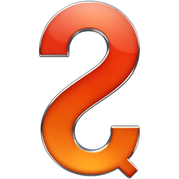 red-and-orange colored question mark with the chrome effect emoji