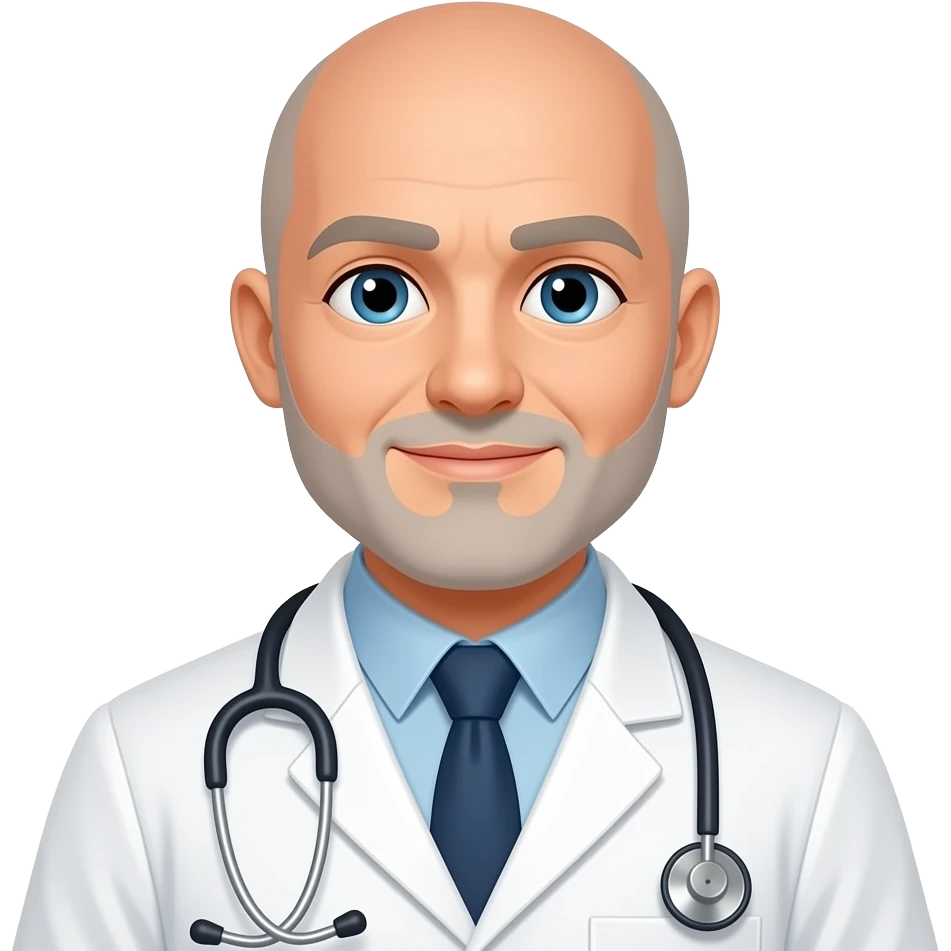 bald doctor with light grey goatee emoji