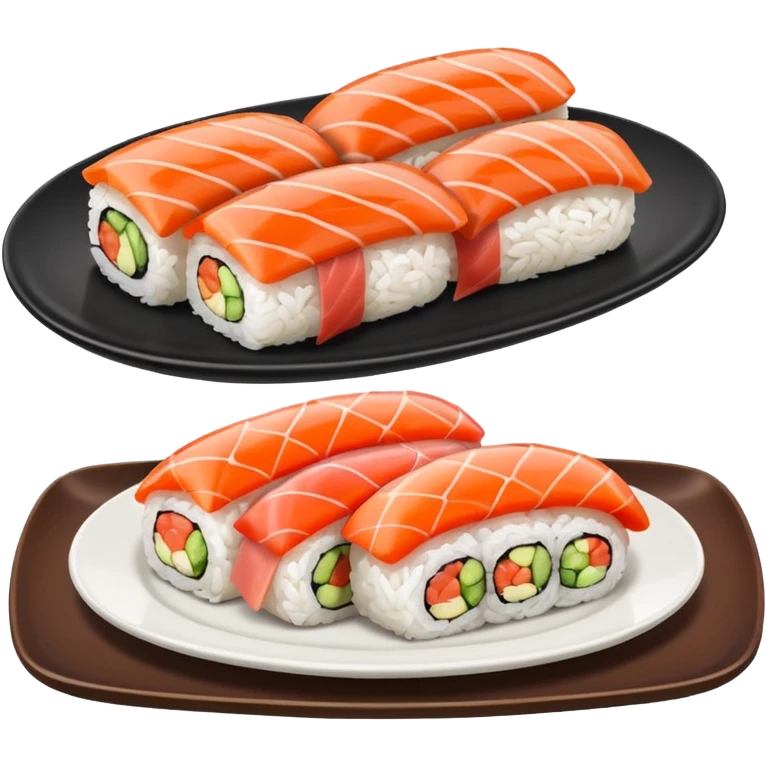 Sushi chicken rolls rice outside restaurant plate emoji