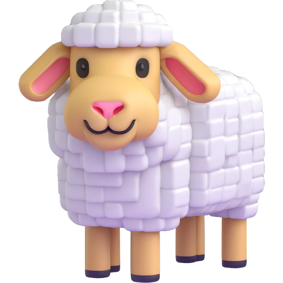 square blocky Minecraft style sheep emoji