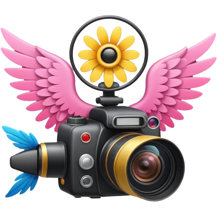 Video camera with elements 1-2 of others emoji( flowers, wings and etc) emoji