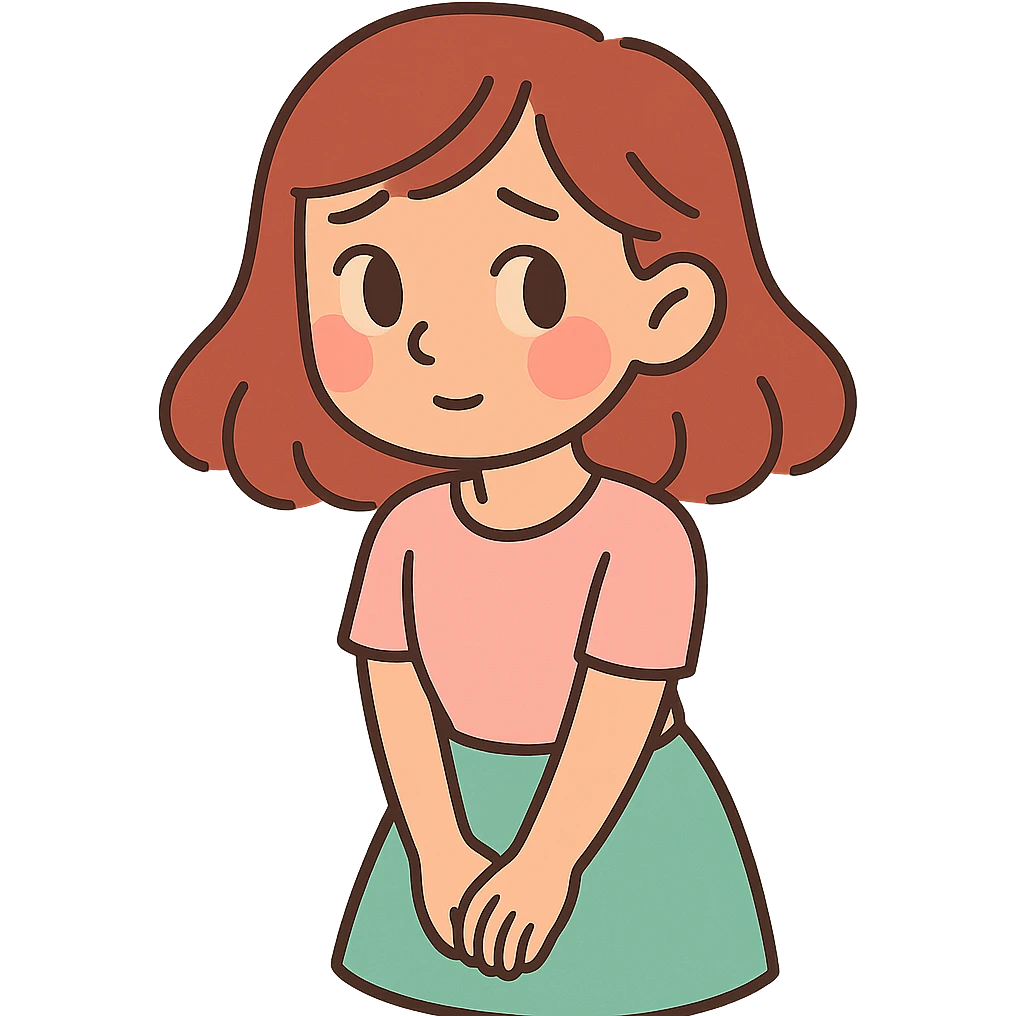 demure girl in soft pastel cartoon style emoji