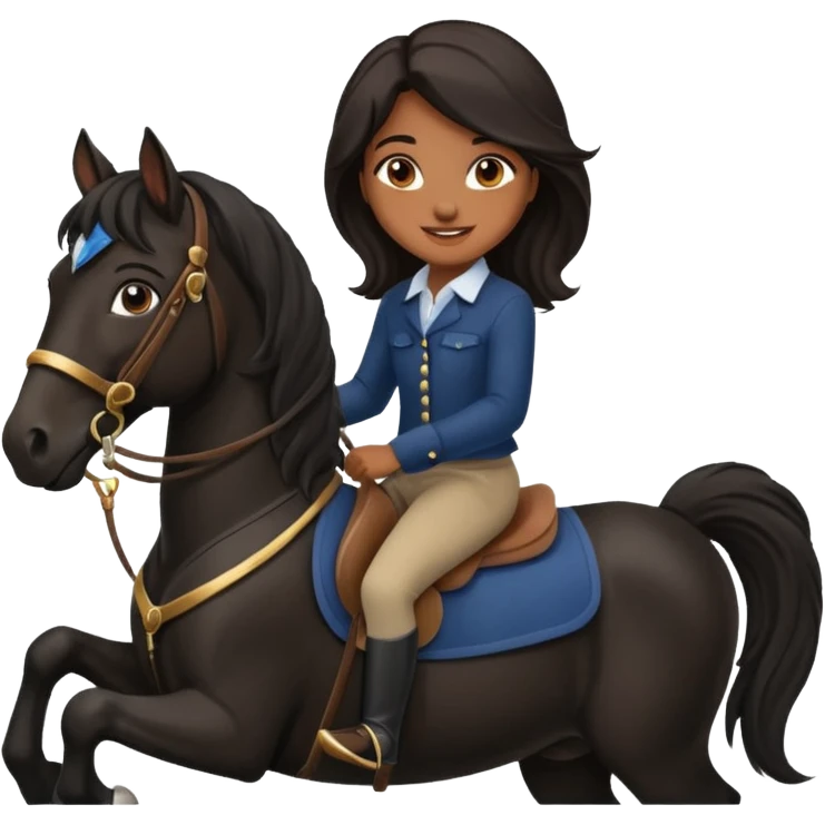 Brown girl on black shire horse  emoji