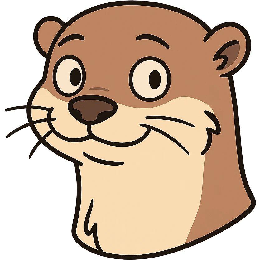 cute otter head, cartoon style, solid color background emoji