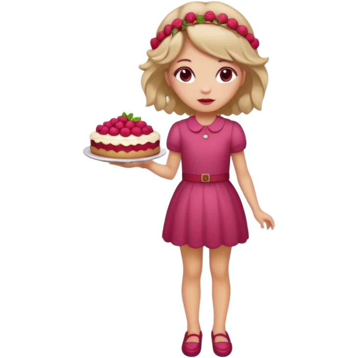 Raspberry torte human full body and legs girl with a raspberry barrette on her hair emoji