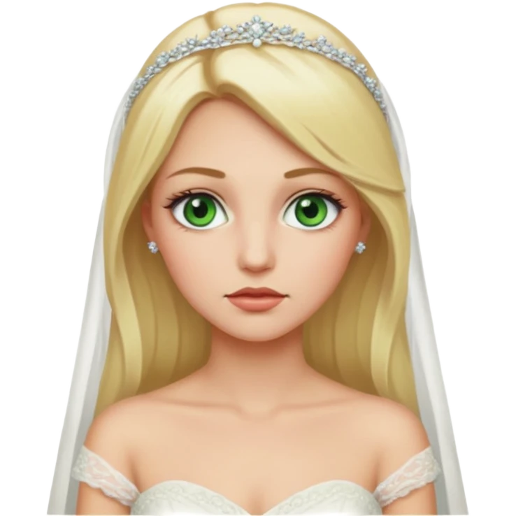 Fille cheuveux blond longt yeux vert  maquiller robe de mariage méttise chronique emoji