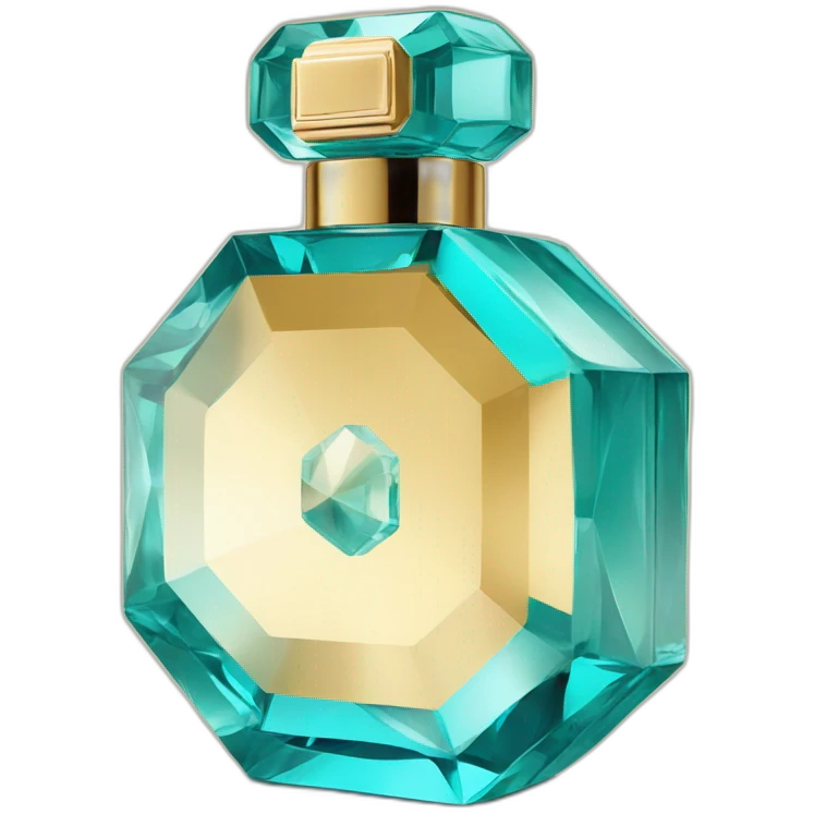 Iconic Octogonal Crystal Fragrance Bottle Turquoise and Gold Tint emoji