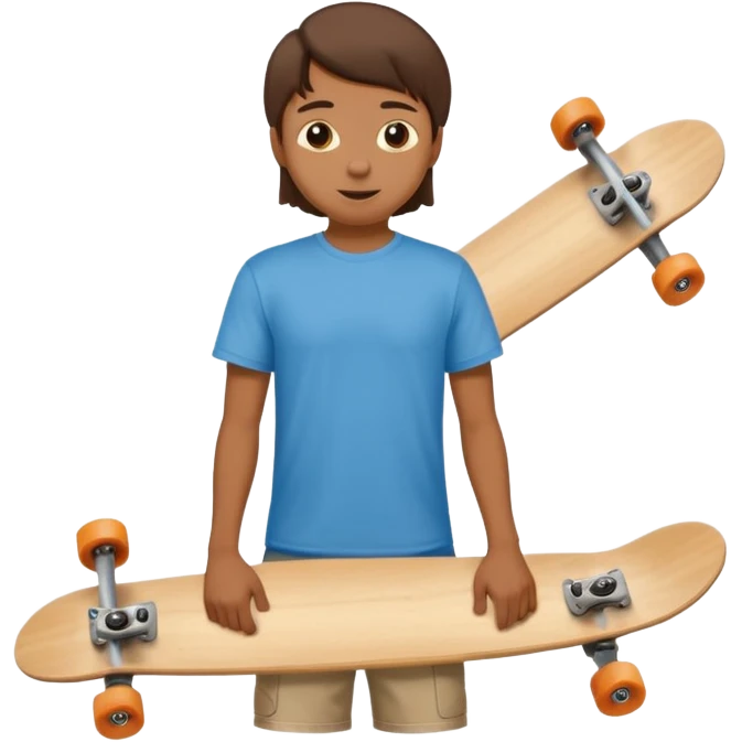 Skateboarder mugshot with skateboard emoji
