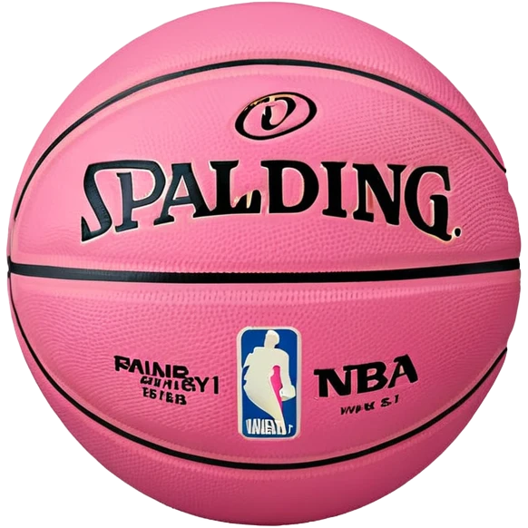 minimalist pink Spalding basketball with simple NBA logo, subtle colorful details, clean design emoji