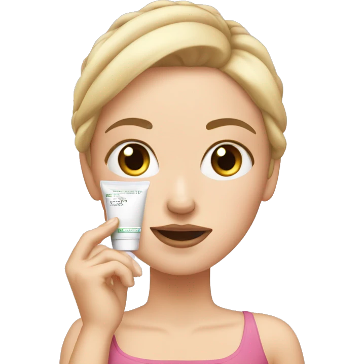 white girl applying cream on face emoji