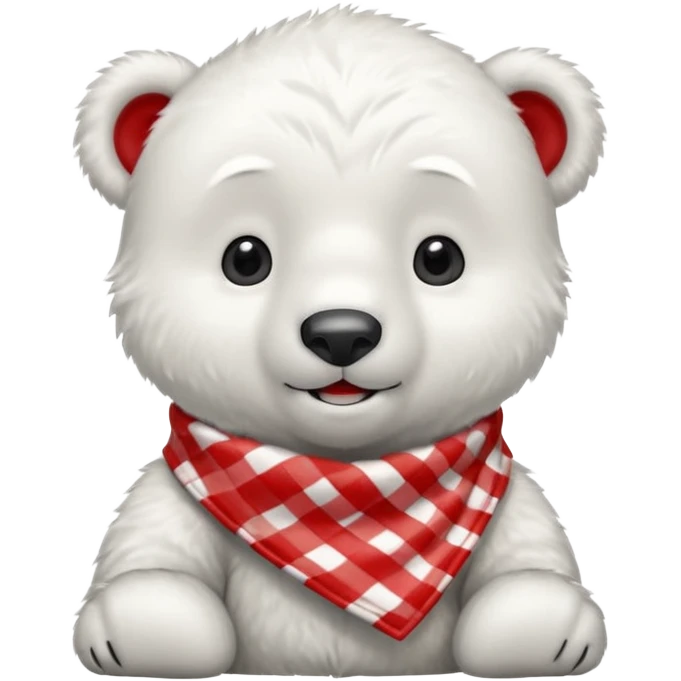 baby polar bear wearing a red and white checkered Neckerchief emoji